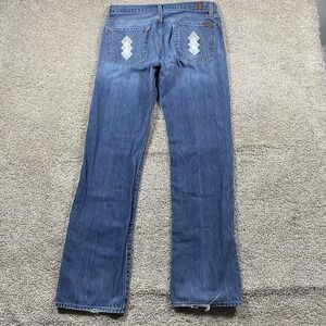 7 for All Mankind Men's 33x31 Embroidered Pocket Straight Leg Jeans Y2K
